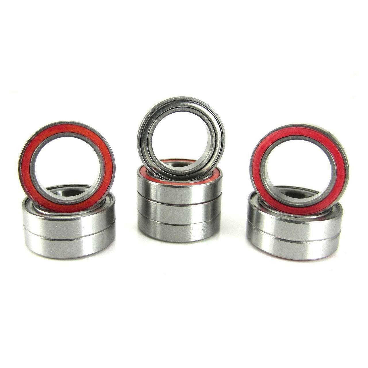 6701-RZ 12x18x4mm Precision High Speed RC Car Ball Bearing, Chrome Steel (GCr15) with 1 Red Rubber Seal & 1 Metal Shield